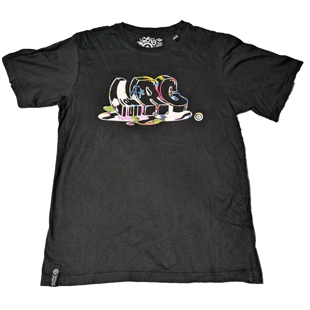 LRG LIFTED RESEARCH GROUP Men Medium Black Cotton Logo Graphic Print‎ T-Shirt